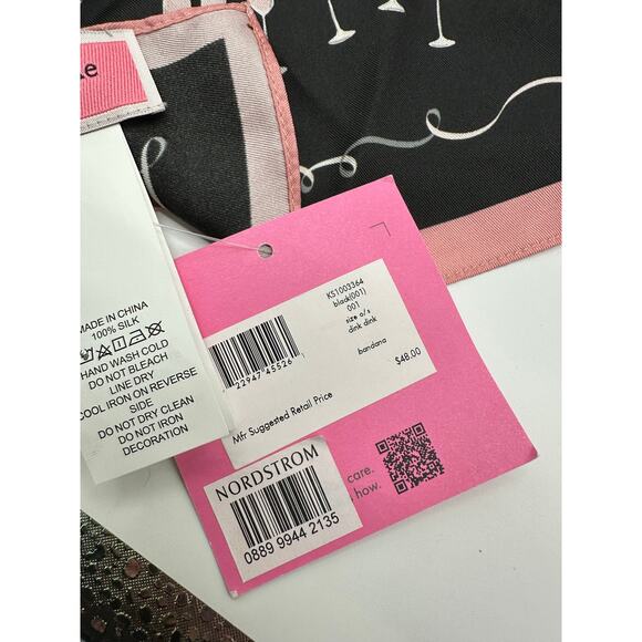 Kate Spade Clink Clink Silk Scarf NWT 20.5” Square - Picture 3 of 3